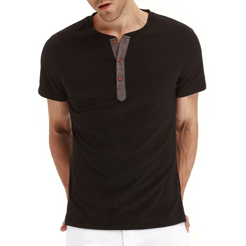 Henley T-shirt Mjuk Blandning Korta Ärmar Regular Fit 10
