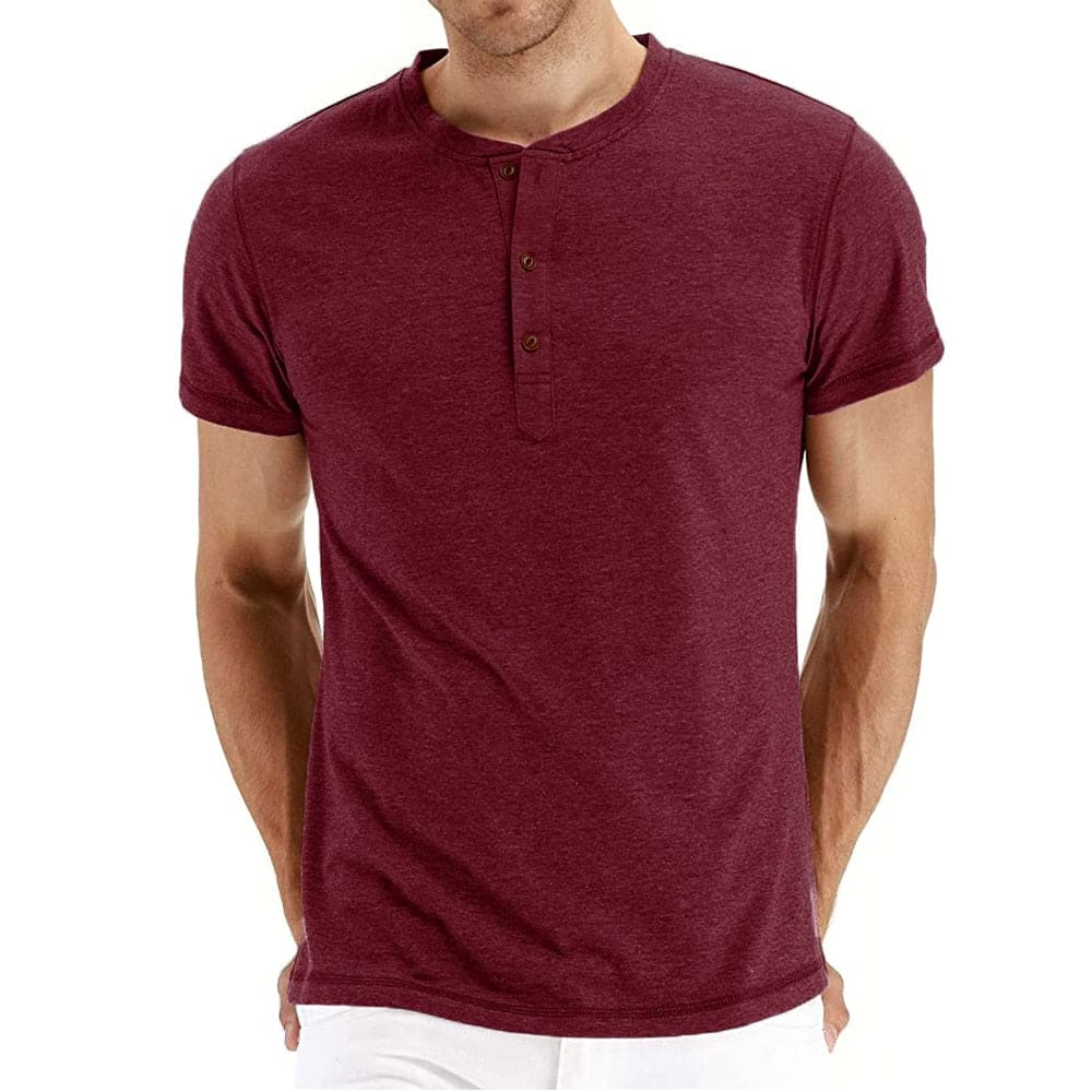 Henley T-shirt Mjuk Blandning Korta Ärmar Regular Fit 12