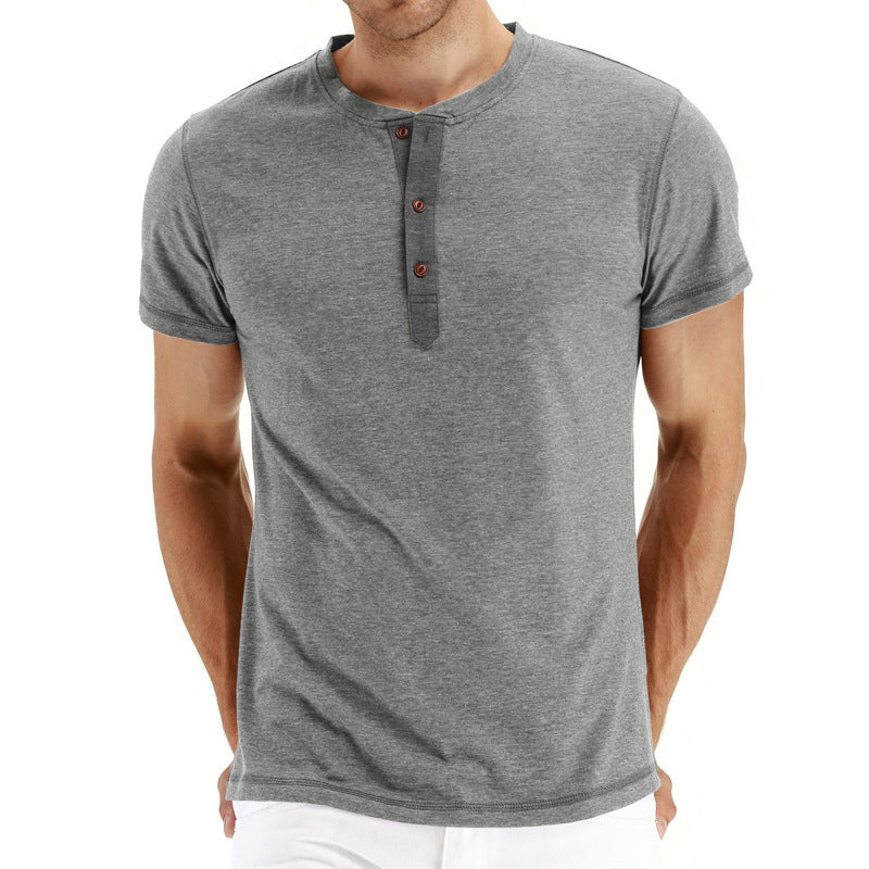 Henley T-shirt Mjuk Blandning Korta Ärmar Regular Fit 13