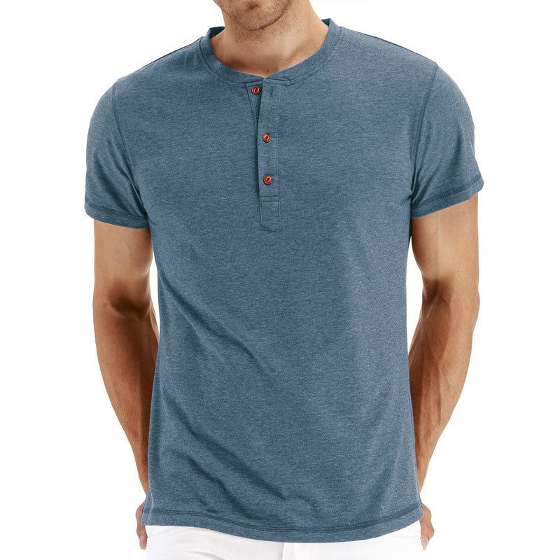 Henley T-shirt Mjuk Blandning Korta Ärmar Regular Fit 14