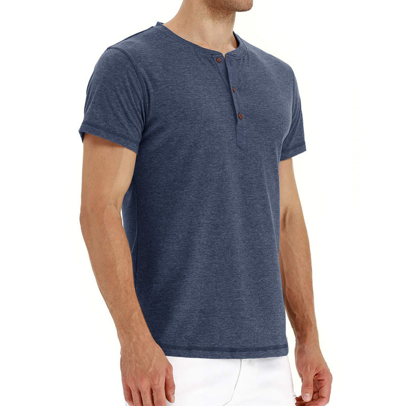 Henley T-shirt Mjuk Blandning Korta Ärmar Regular Fit 2