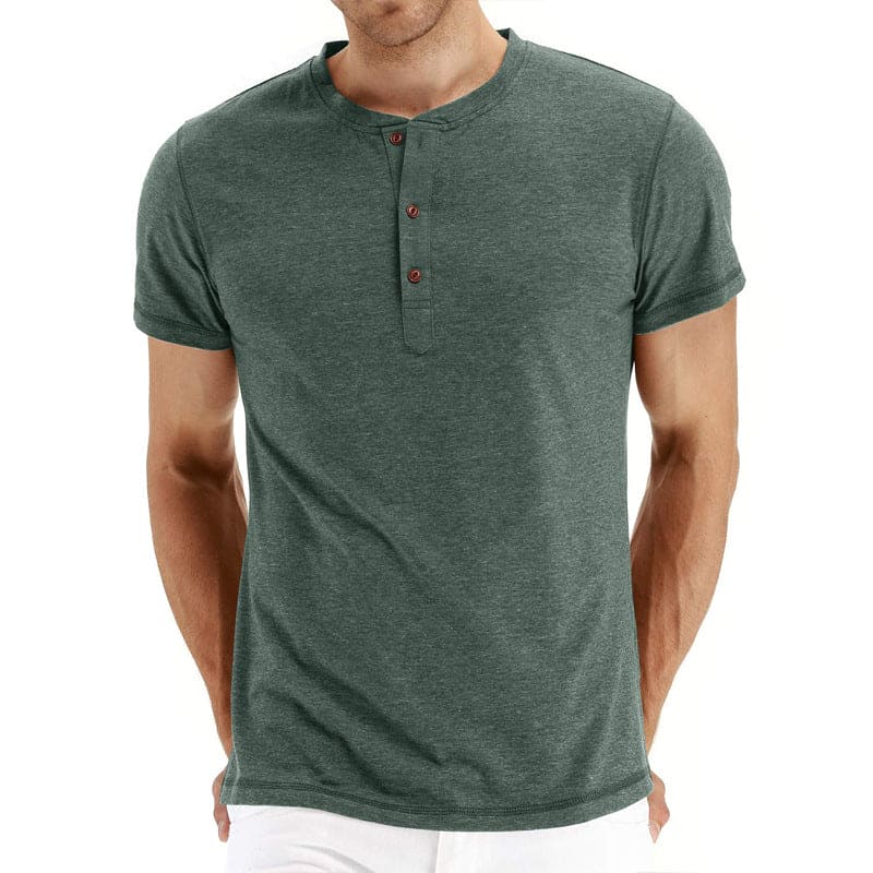 Henley T-shirt Mjuk Blandning Korta Ärmar Regular Fit 4