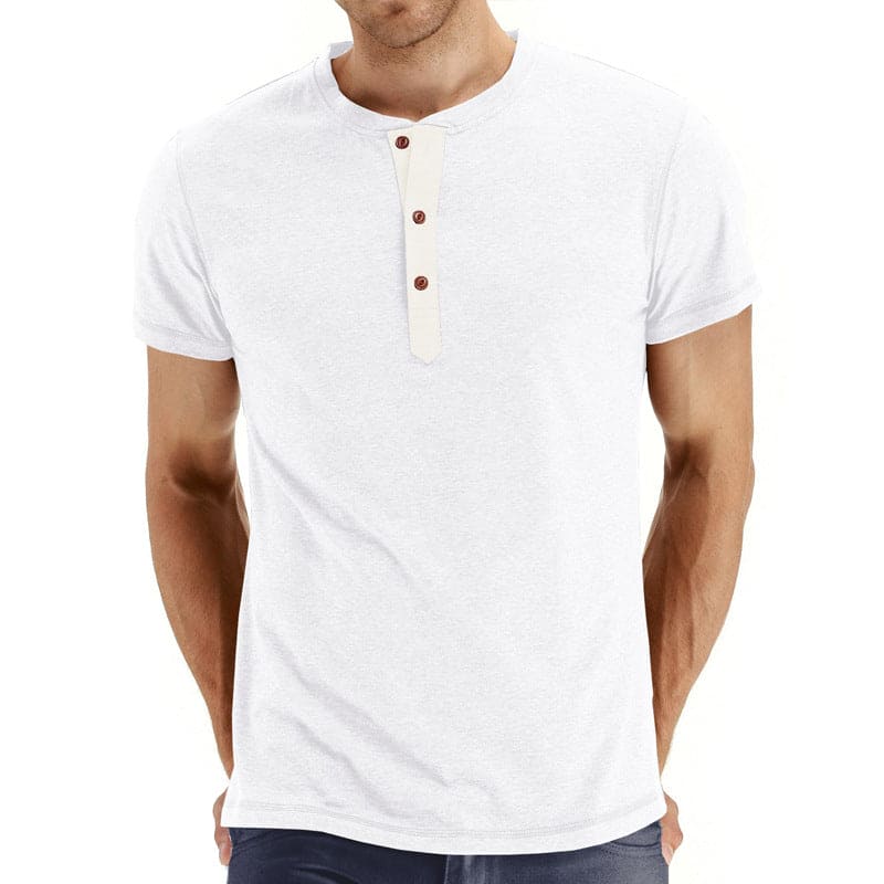 Henley T-shirt Mjuk Blandning Korta Ärmar Regular Fit 9