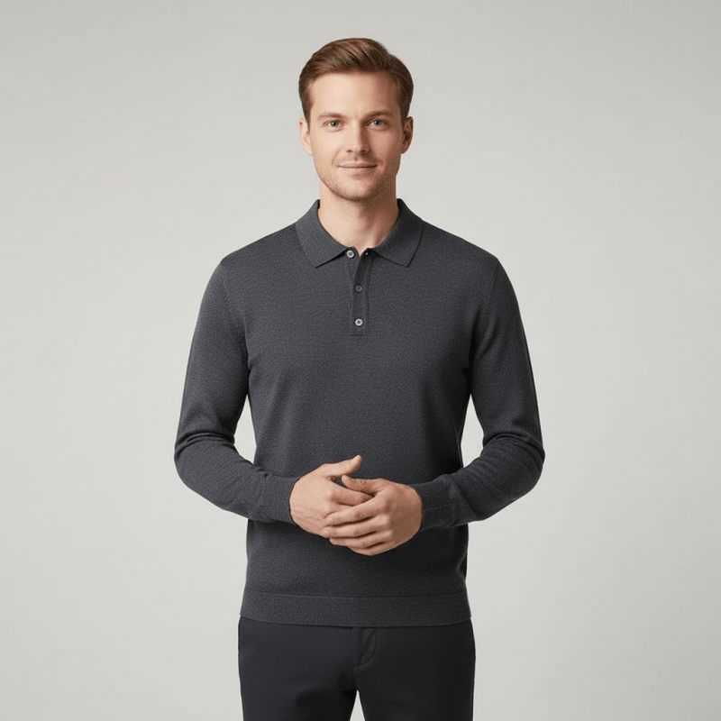 Merino Långärmad Stickad Piké - lyvolaMerino Långärmad Stickad PikélyvolalyvolaMLSP-FM-SSMörkgråMerino Långärmad Stickad PikéS