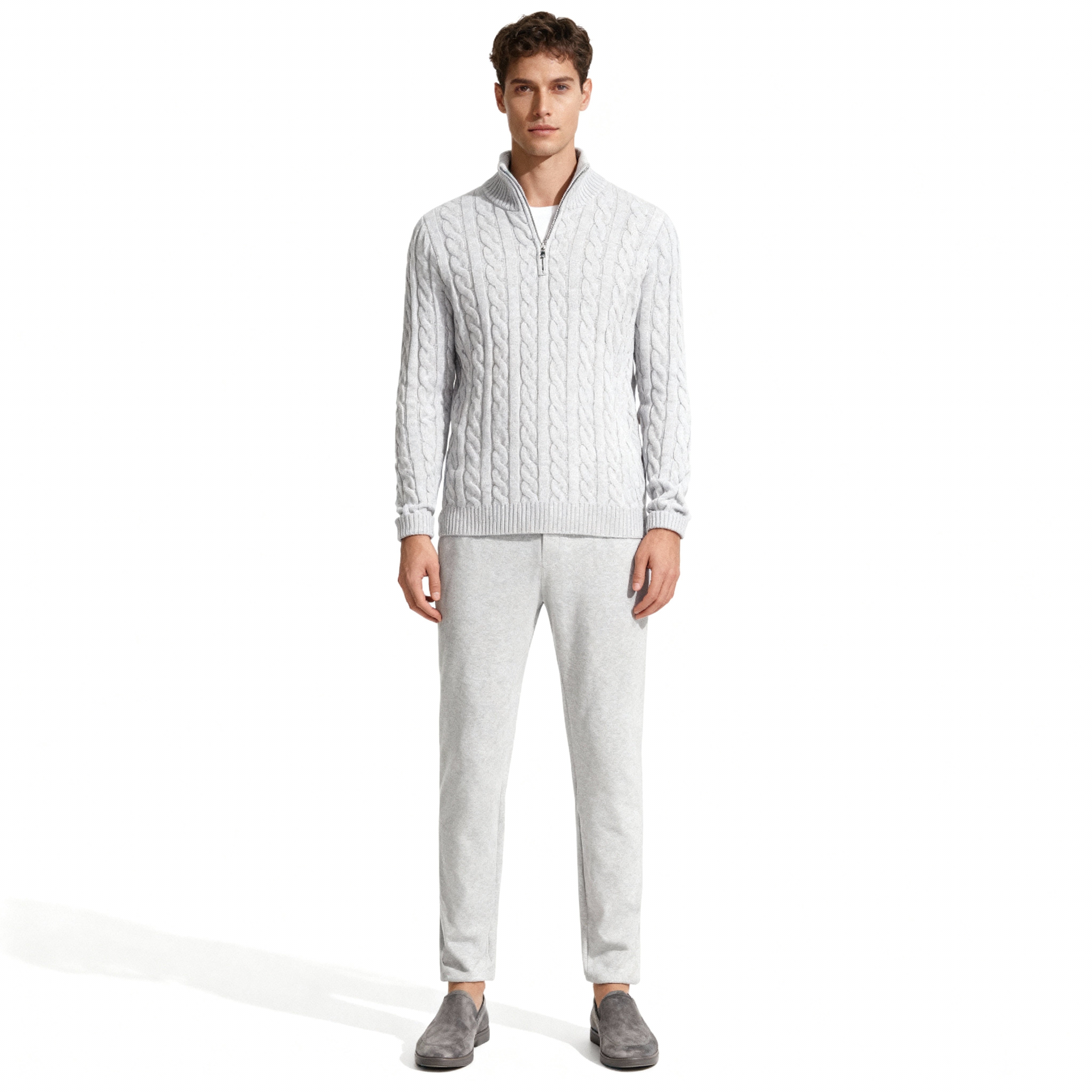 Klassisk stickad tröja med modern zip-detalj