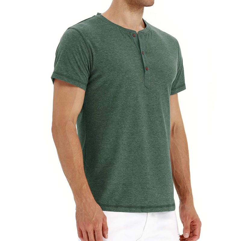 Henley T-shirt Mjuk Blandning Korta Ärmar Regular Fit 5