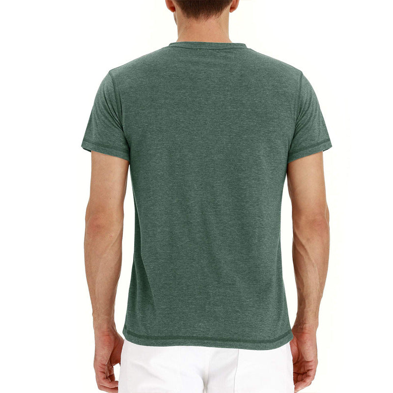 Henley T-shirt Mjuk Blandning Korta Ärmar Regular Fit 6